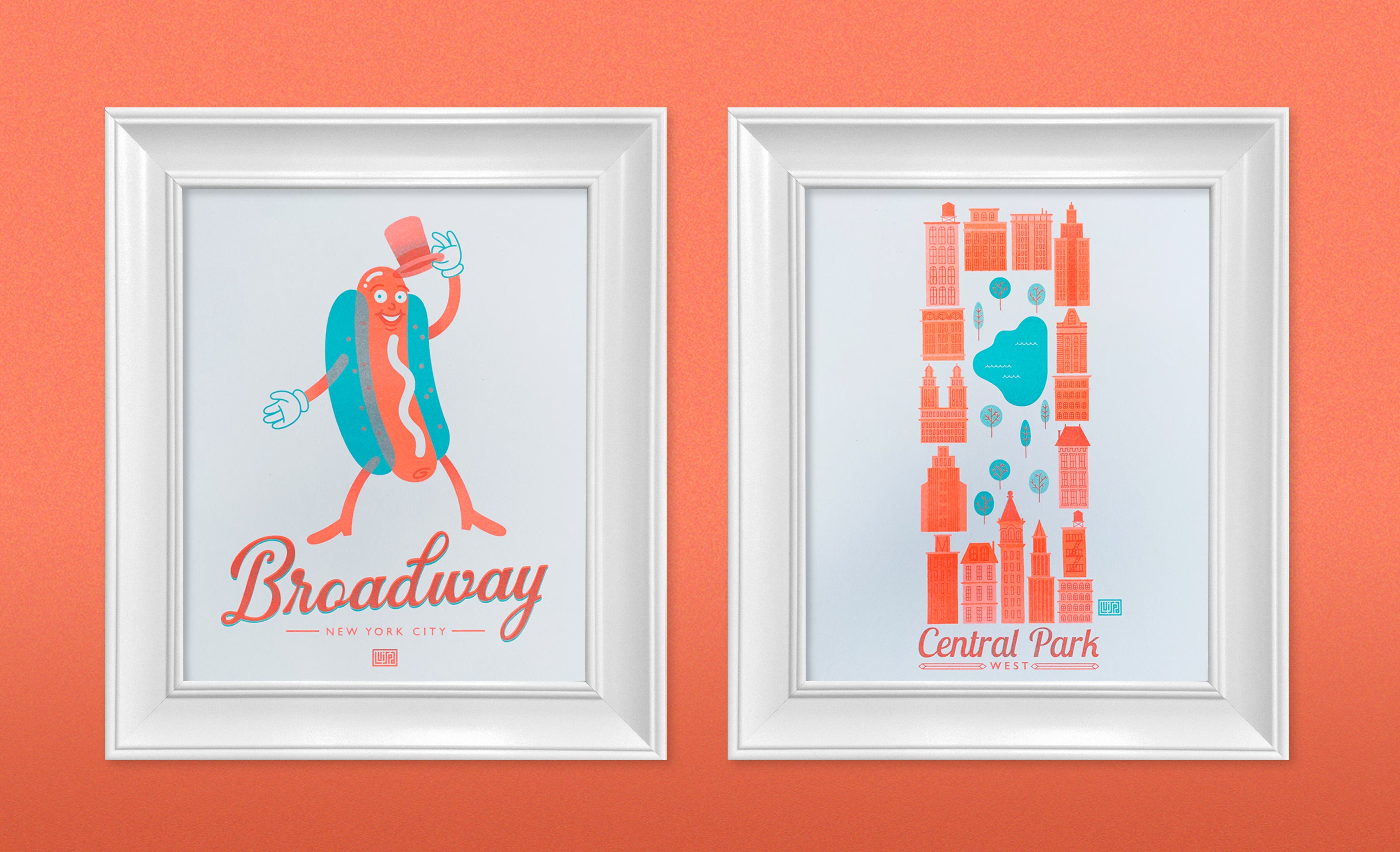 Set of Two Risograph Prints for $40 (Broadway and Central Park)