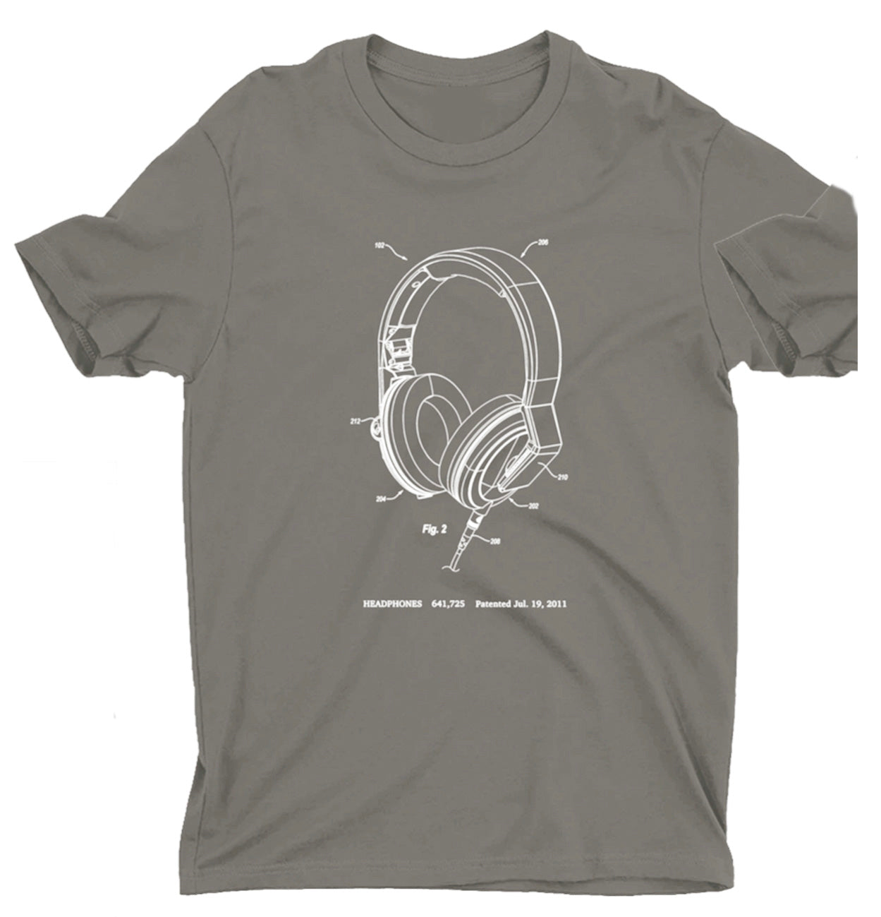 Headphones Patent T-shirt - Charcoal with White Ink