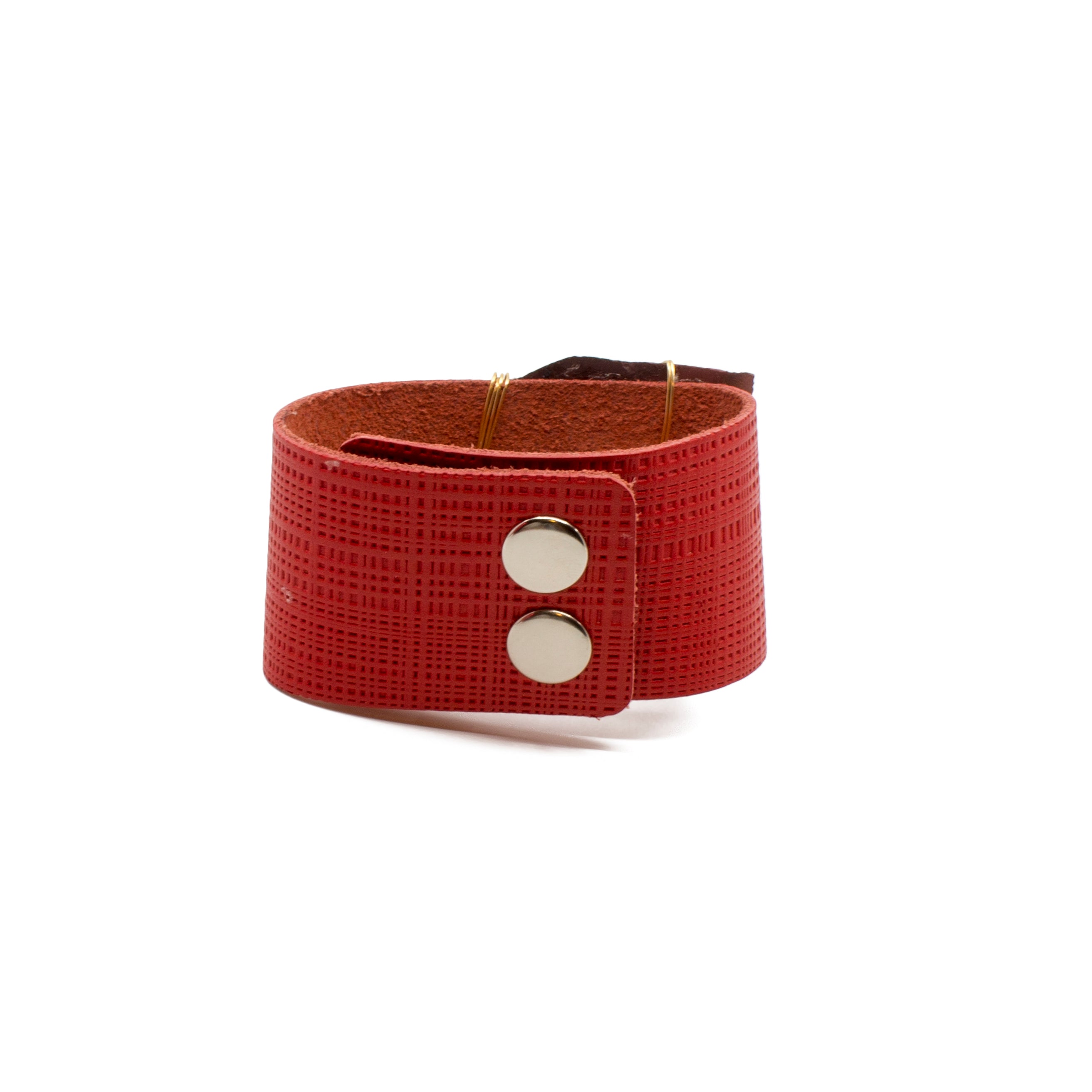 Red Leather Cuff with Agate & Druzy