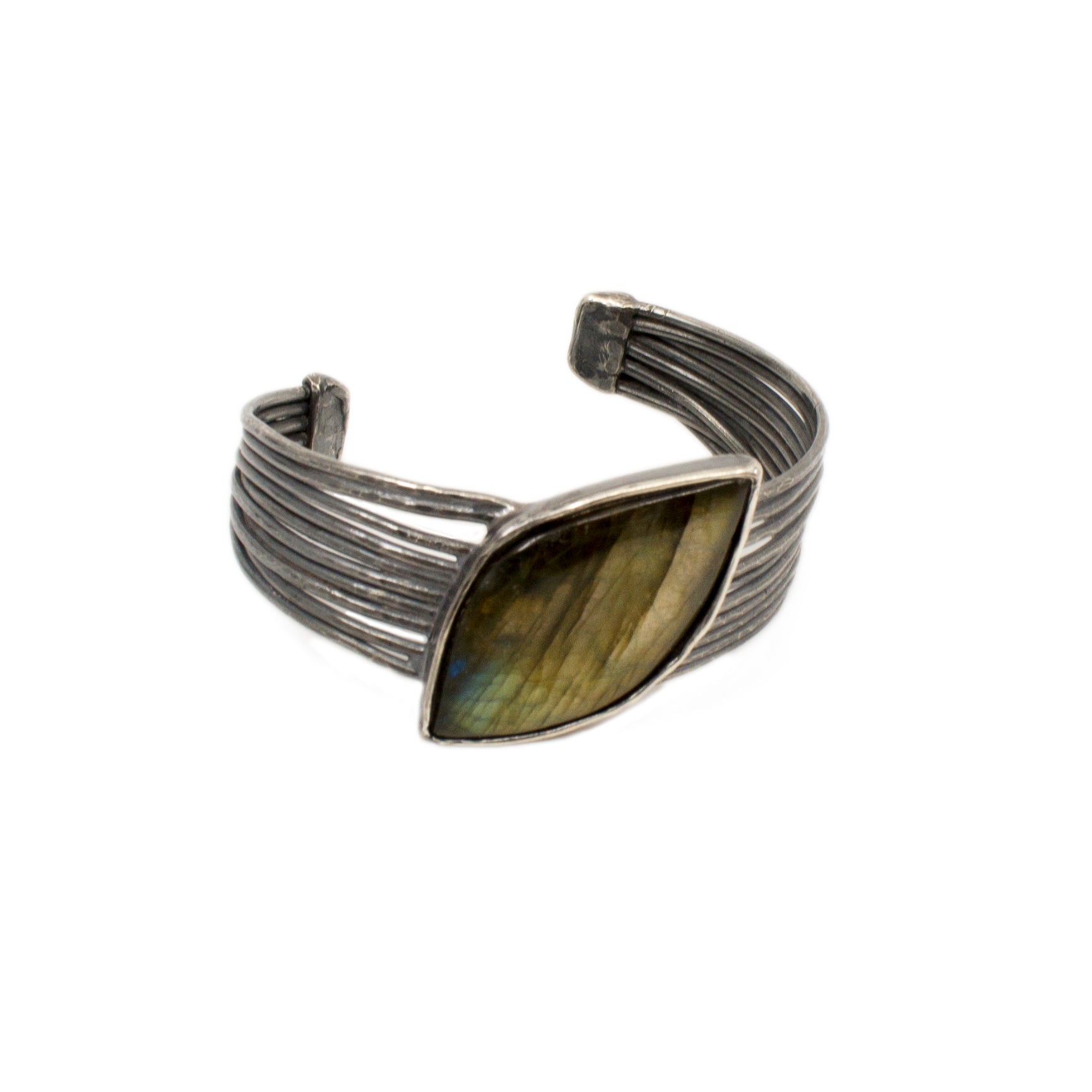 Laced Cuff - Sterling Silver with Labradorite