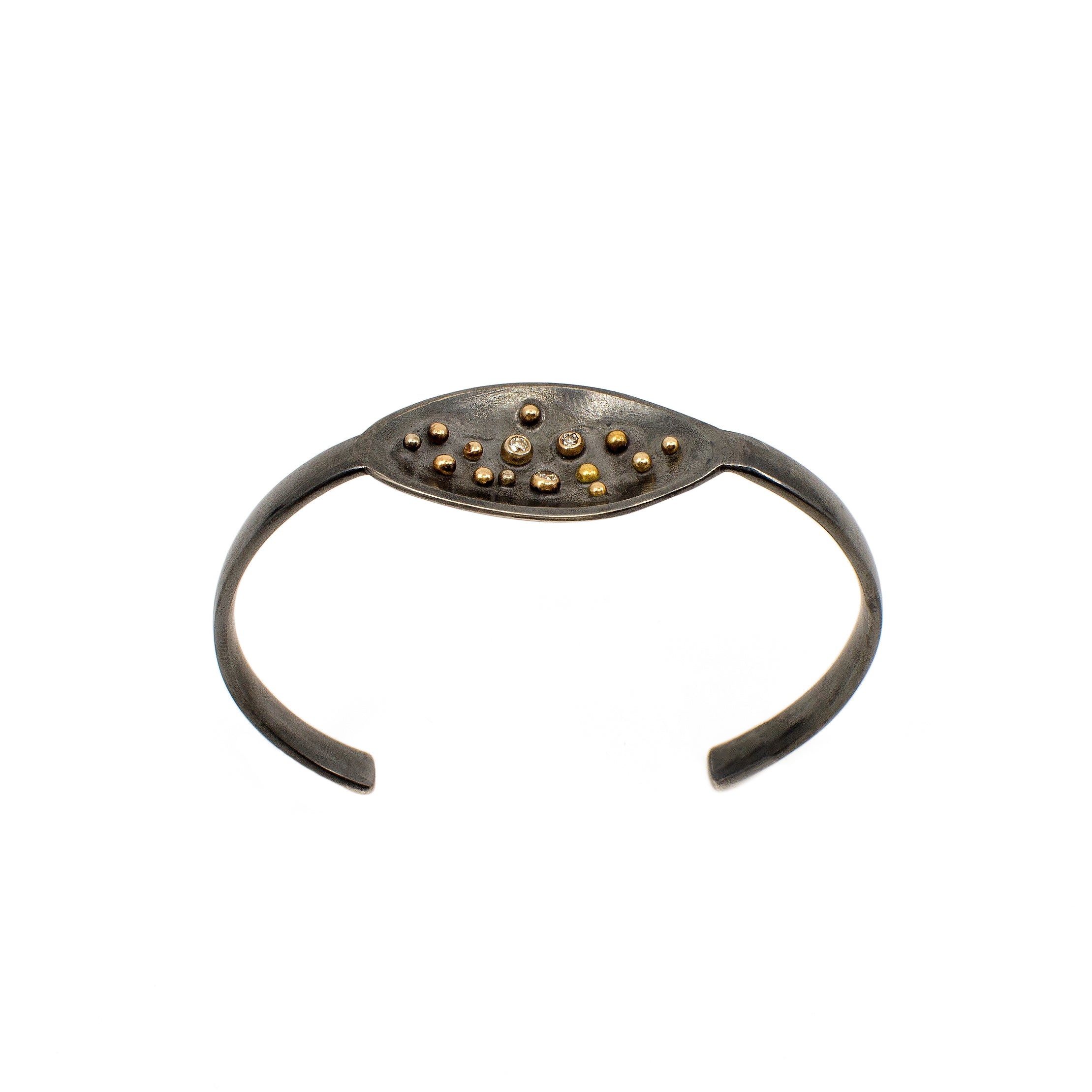 Spoon Cuff - Sterling Silver Oxidized with Reclaimed Diamonds