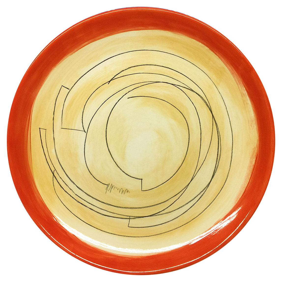 PLATTER #37 - GOLD WITH RED RIM - HAND-PAINTED EARTHENWARE