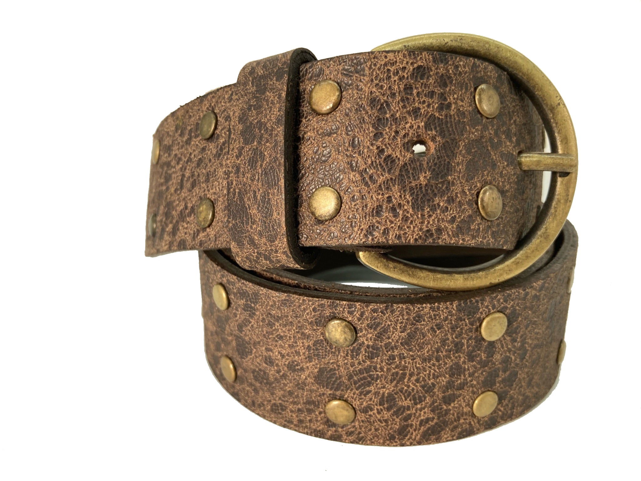 Handcrafted Leather Belt - "Brass Dot"