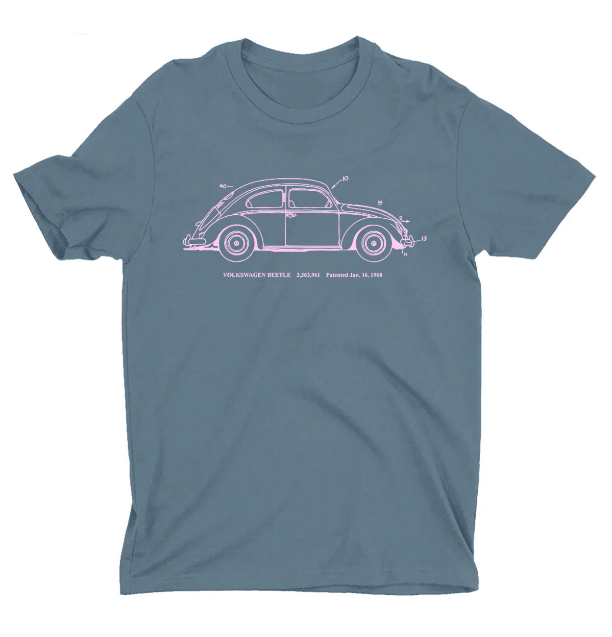 VW Beetle - Patent Shirts - Blue with Pink Ink - NEW!