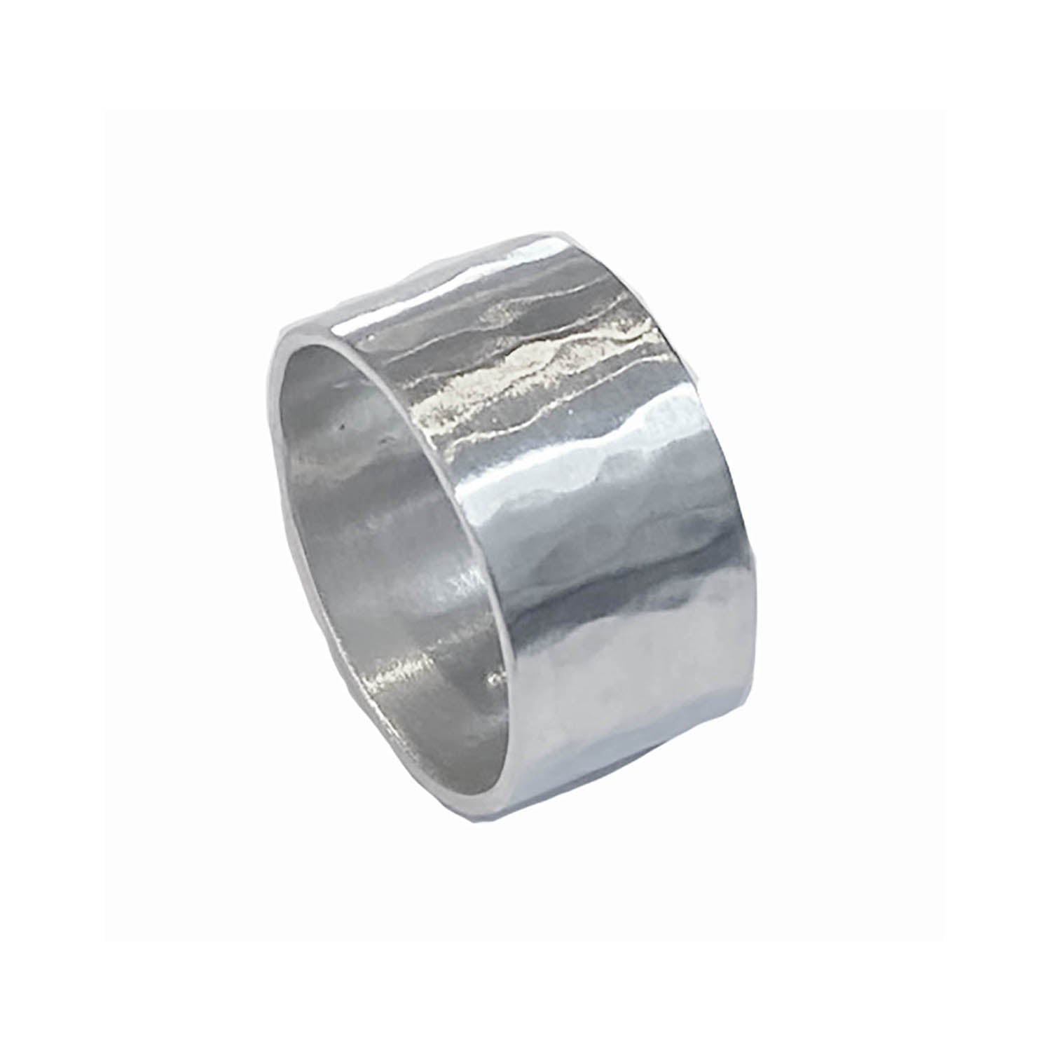 10mm Hammered Band Ring - Sterling Silver