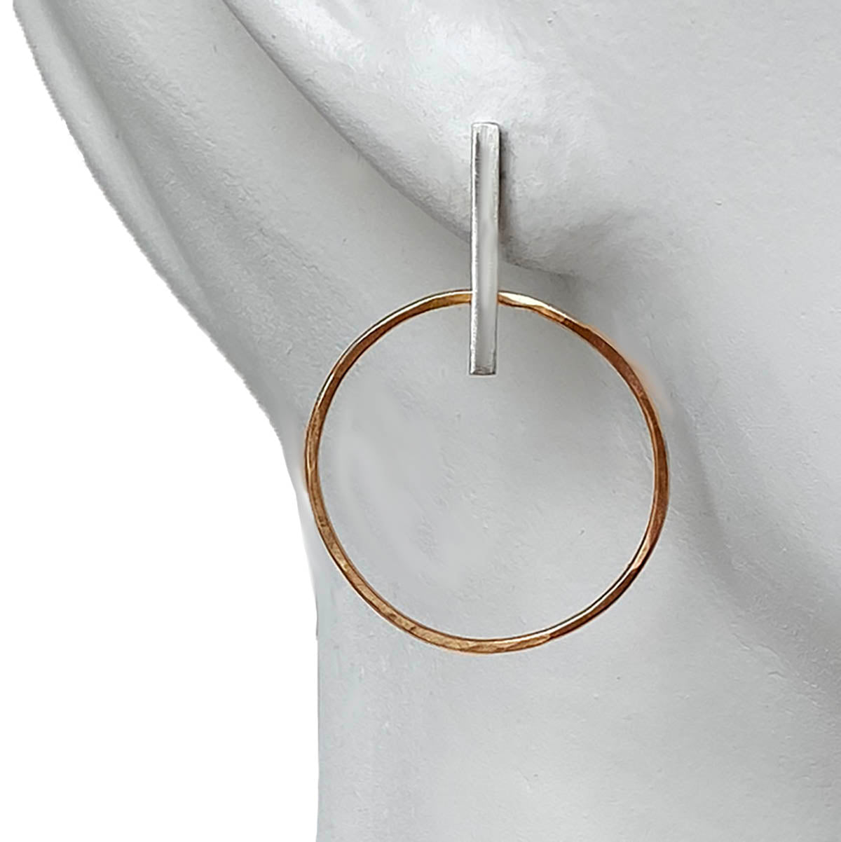 Bar Circle Earrings - 14K Gold Filled Hoops on Sterling Silver Bars