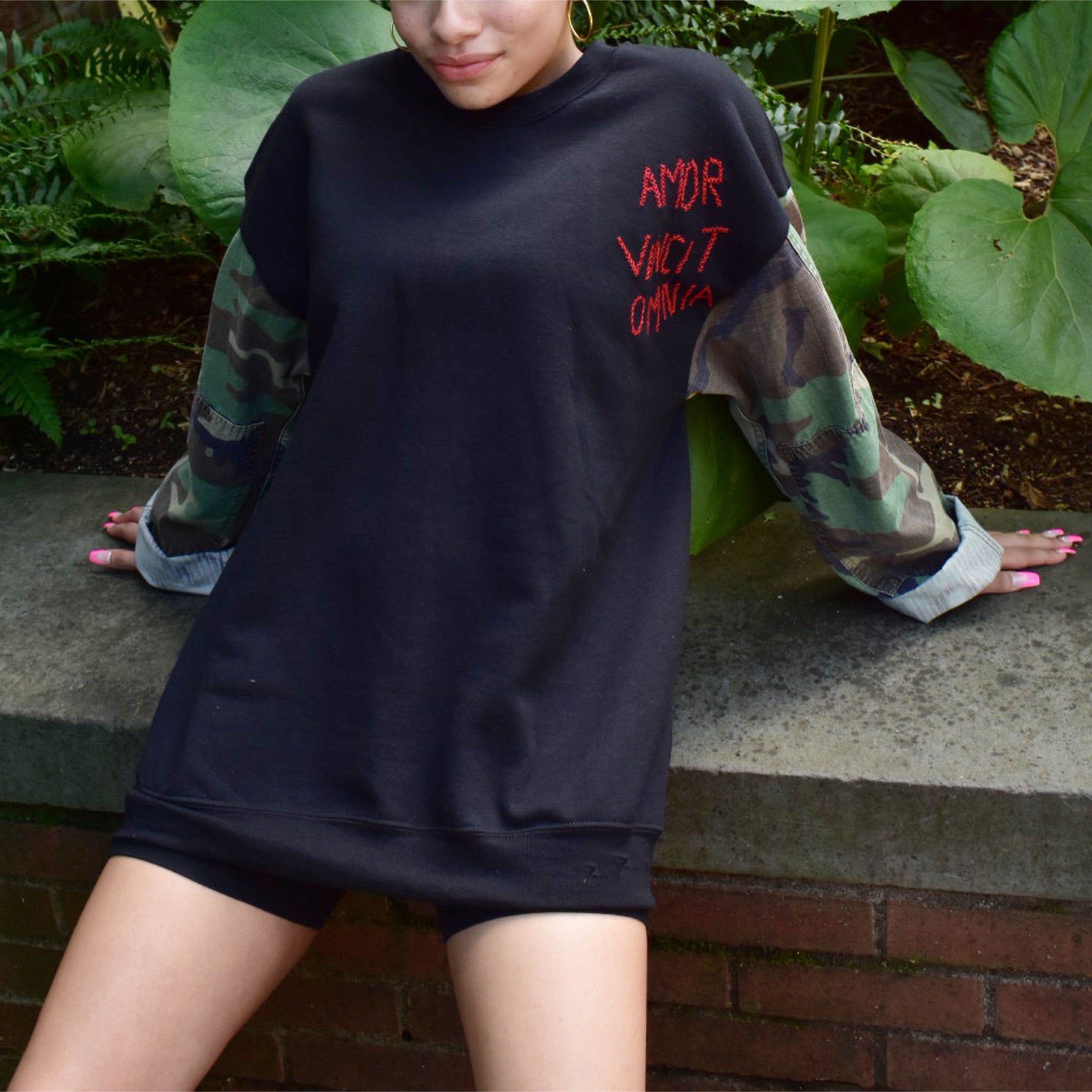 Love Army Sweatshirt with camo sleeves