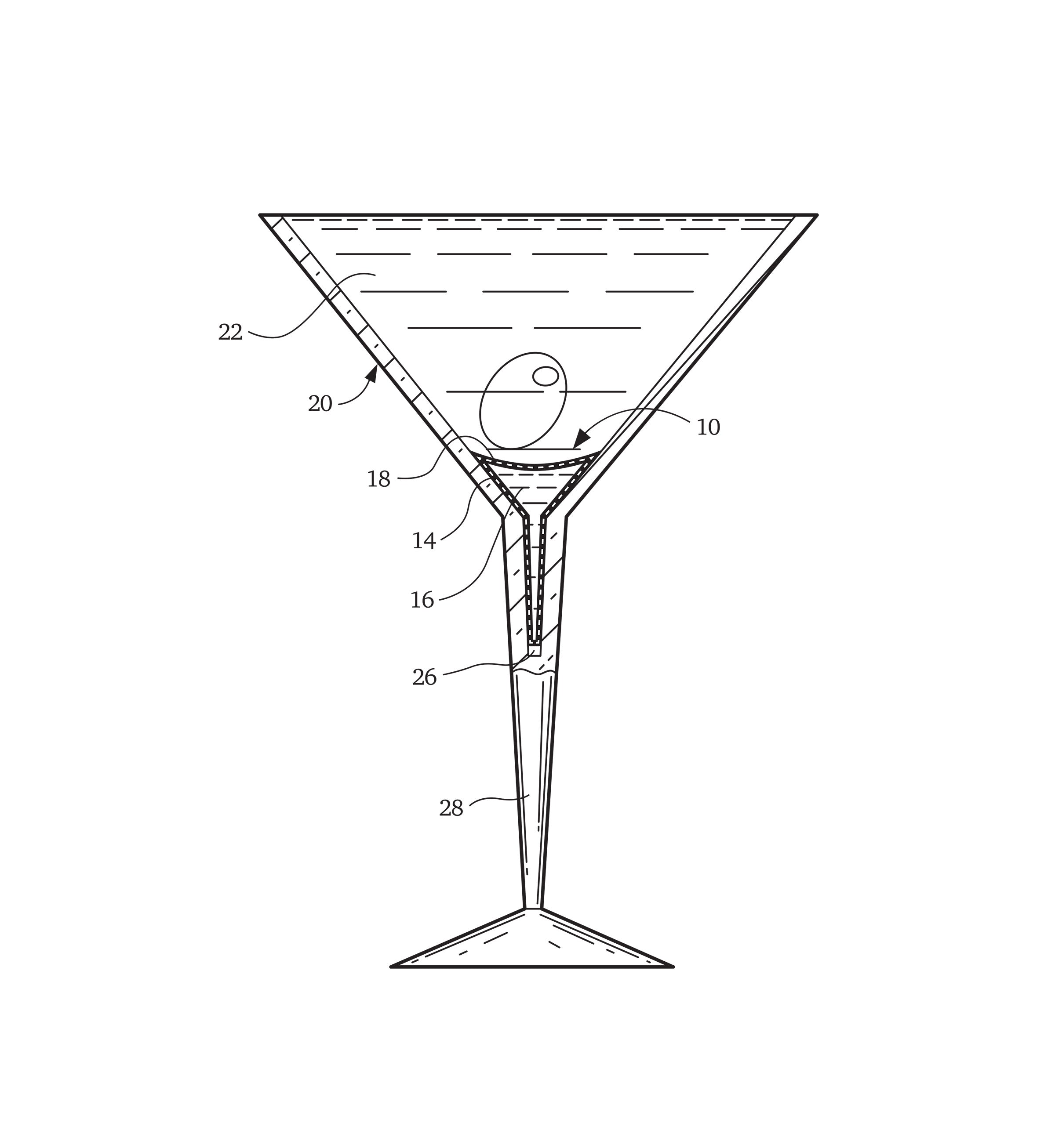Martini Glass Patent T-Shirt - Charcoal with Cool Pink Ink
