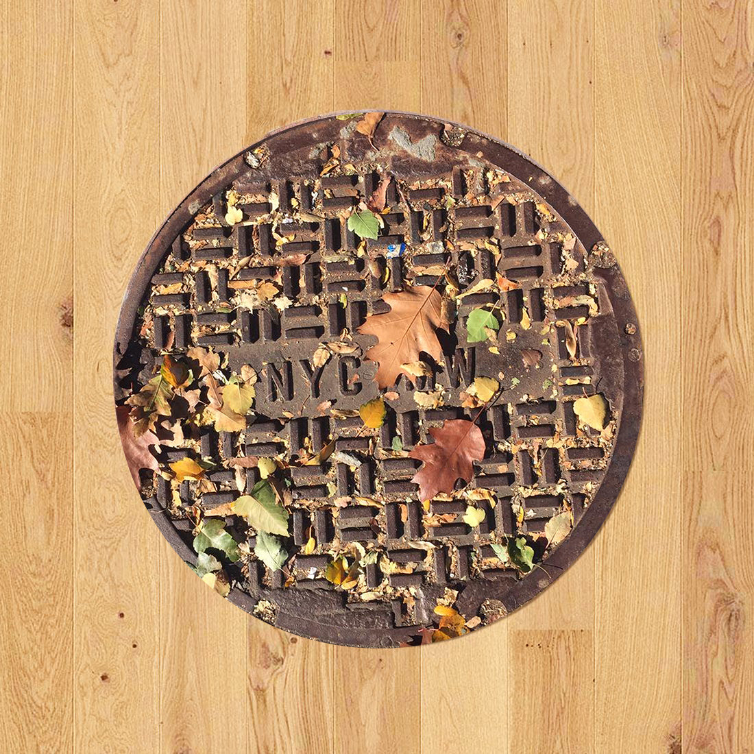 NYC SERIES - Sewer Cover Doormat, Trivet, Coaster - Fall - New York, NY