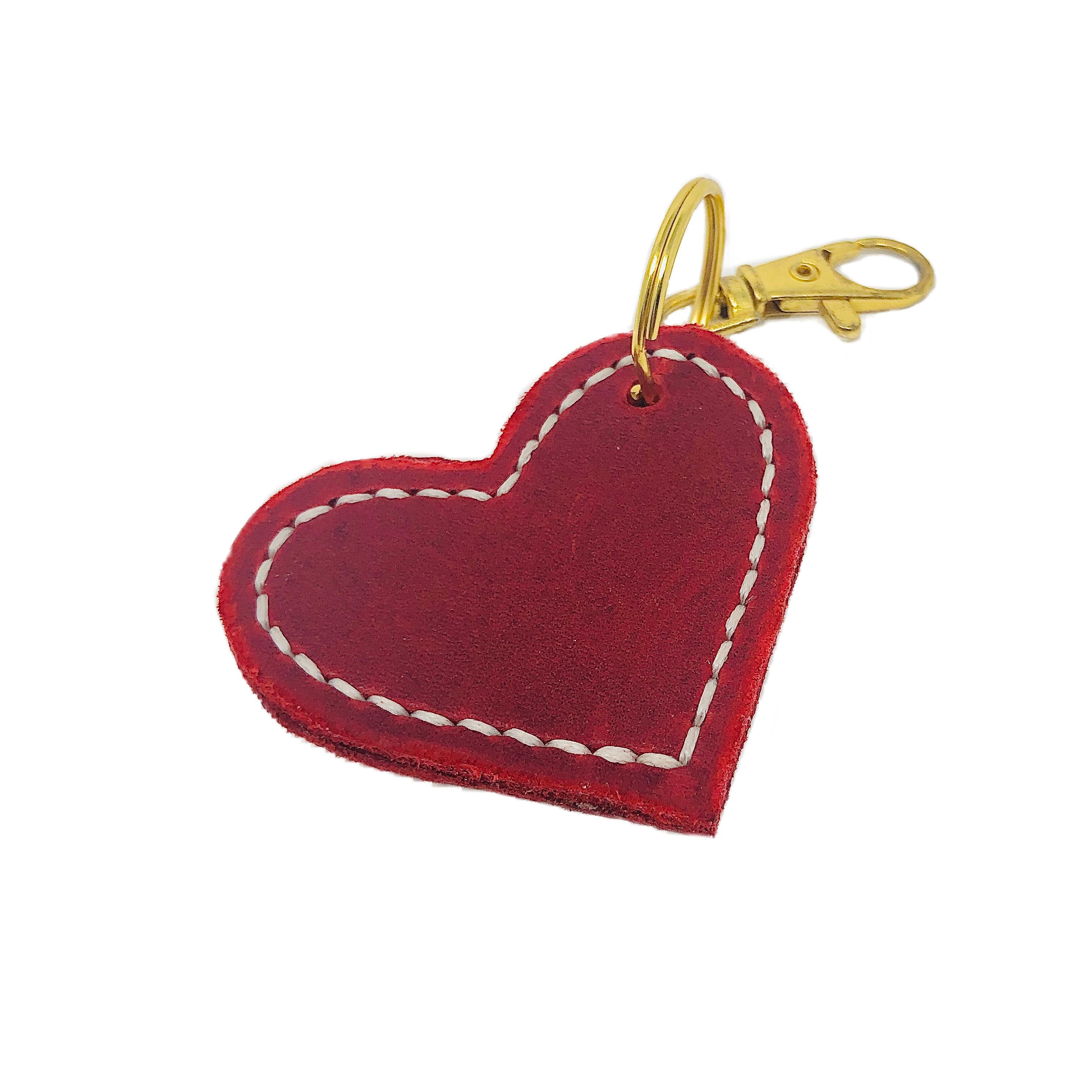 Genuine Leather Heart Shape Key Chain