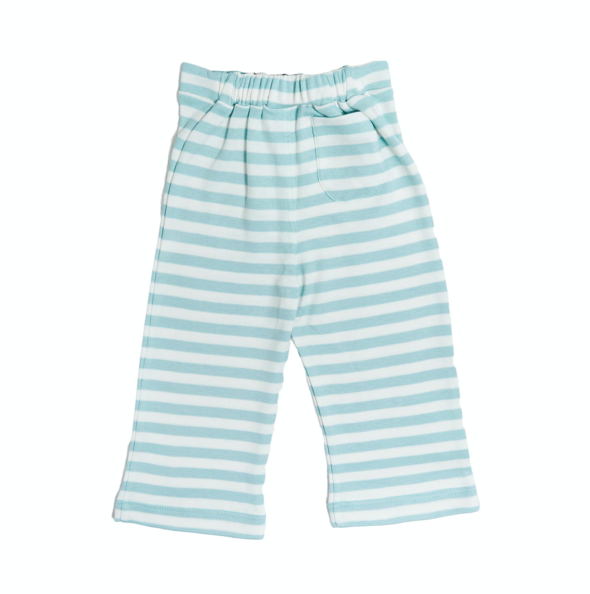 Organic Pull on Striped Pants - Aqua
