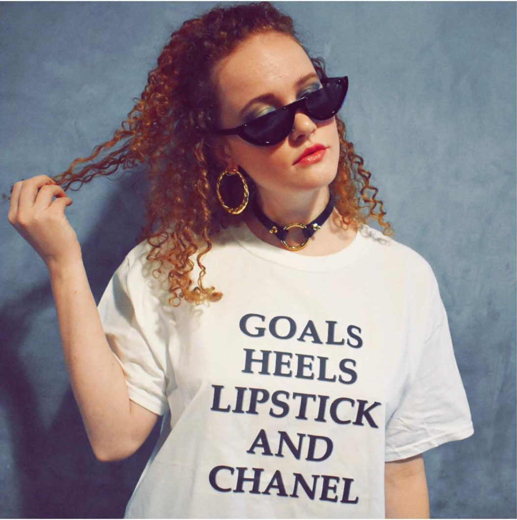 Preppy Trendy Slogan Unisex T-shirt (Goals Heels Lipstick Chanel)