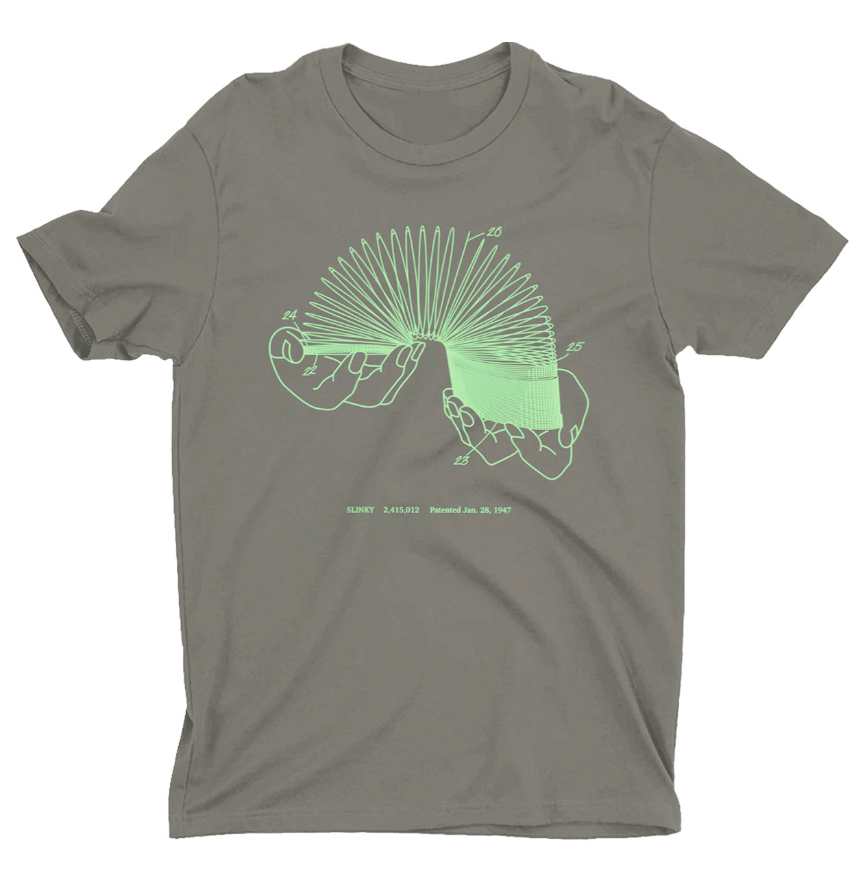 Slinky Patent T-Shirt - Charcoal with Electric Green Ink