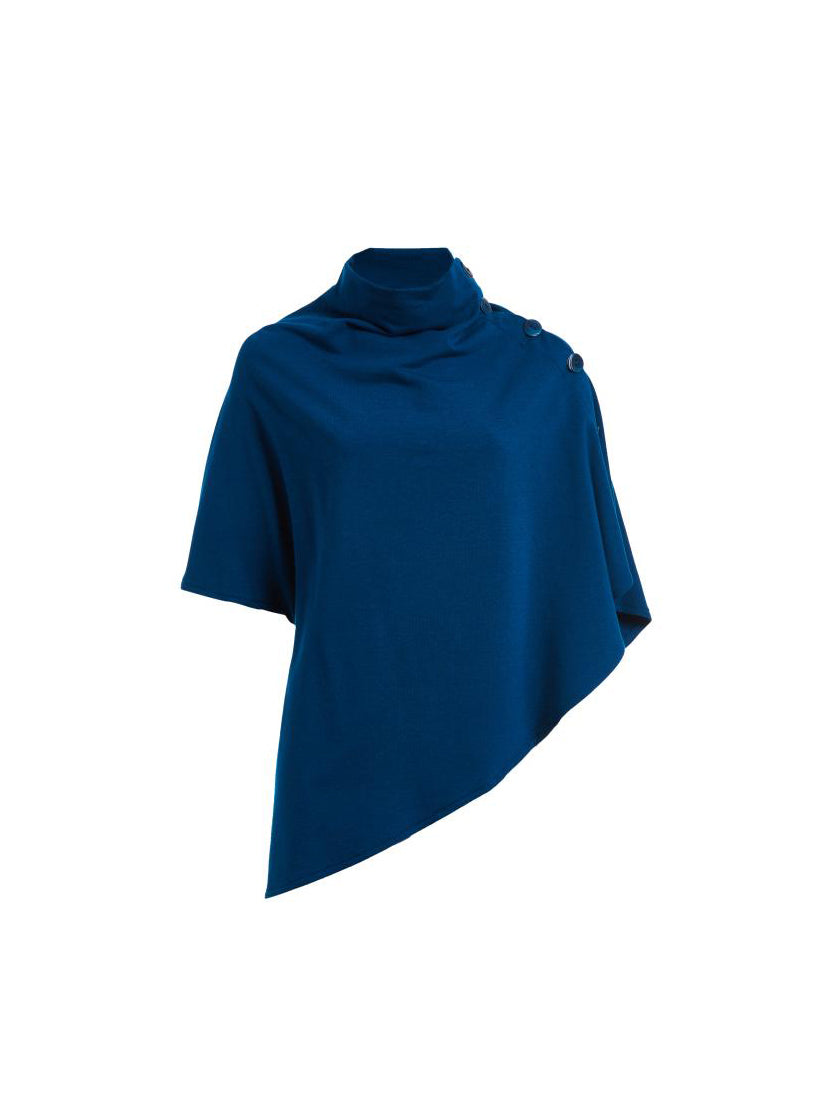 Asymmetrical Convertible Poncho/Vest - Moroccan Blue