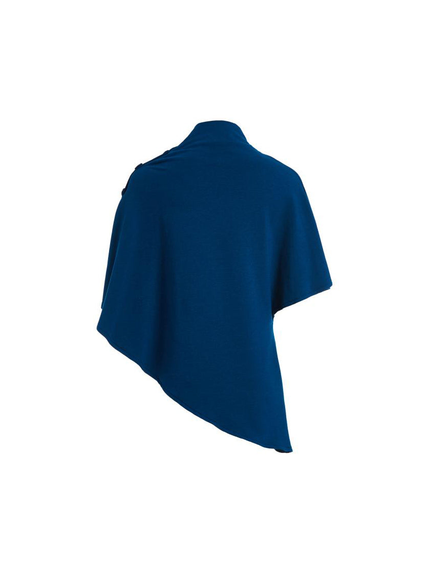 Asymmetrical Convertible Poncho/Vest - Moroccan Blue