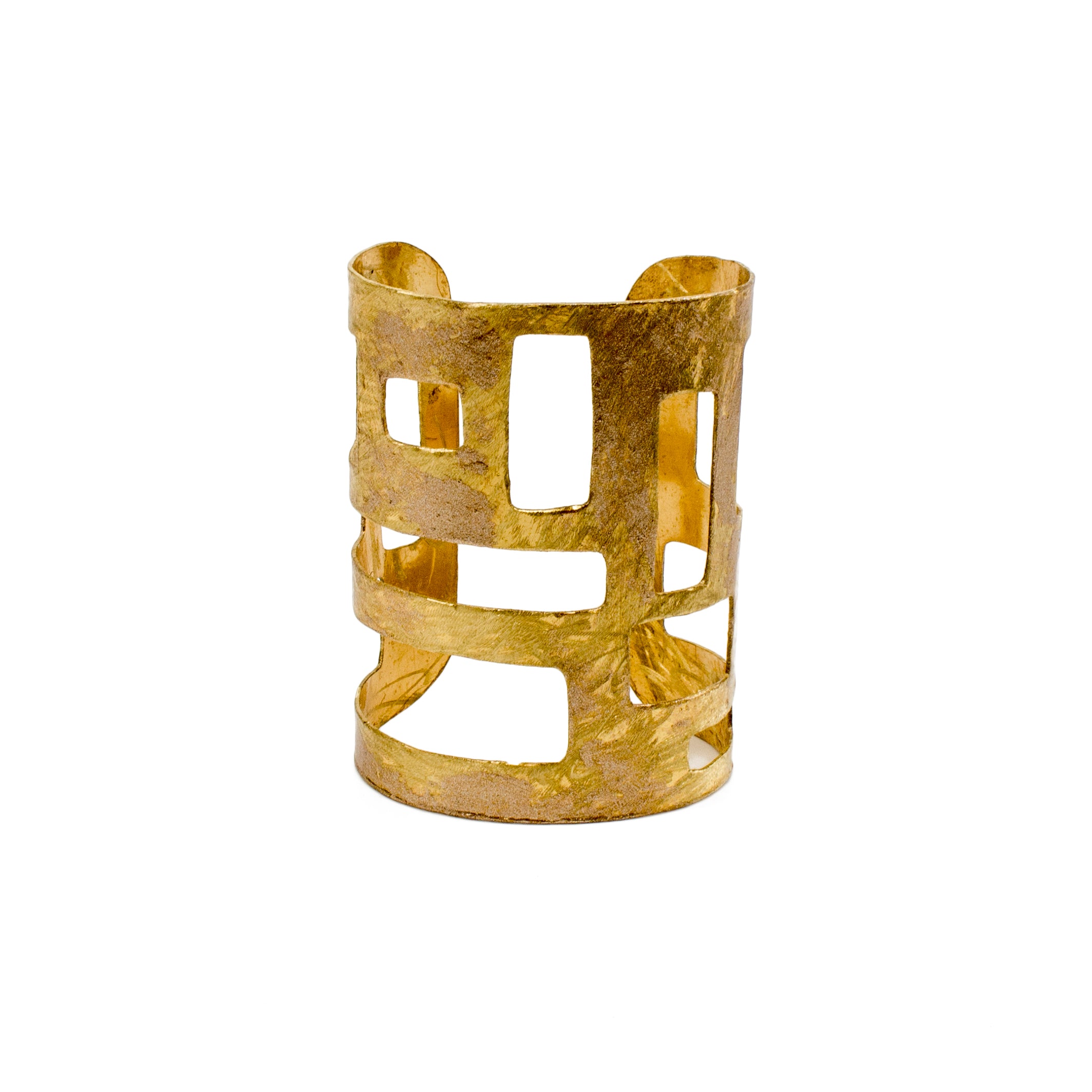 Hammered Brass Geometric Cuff