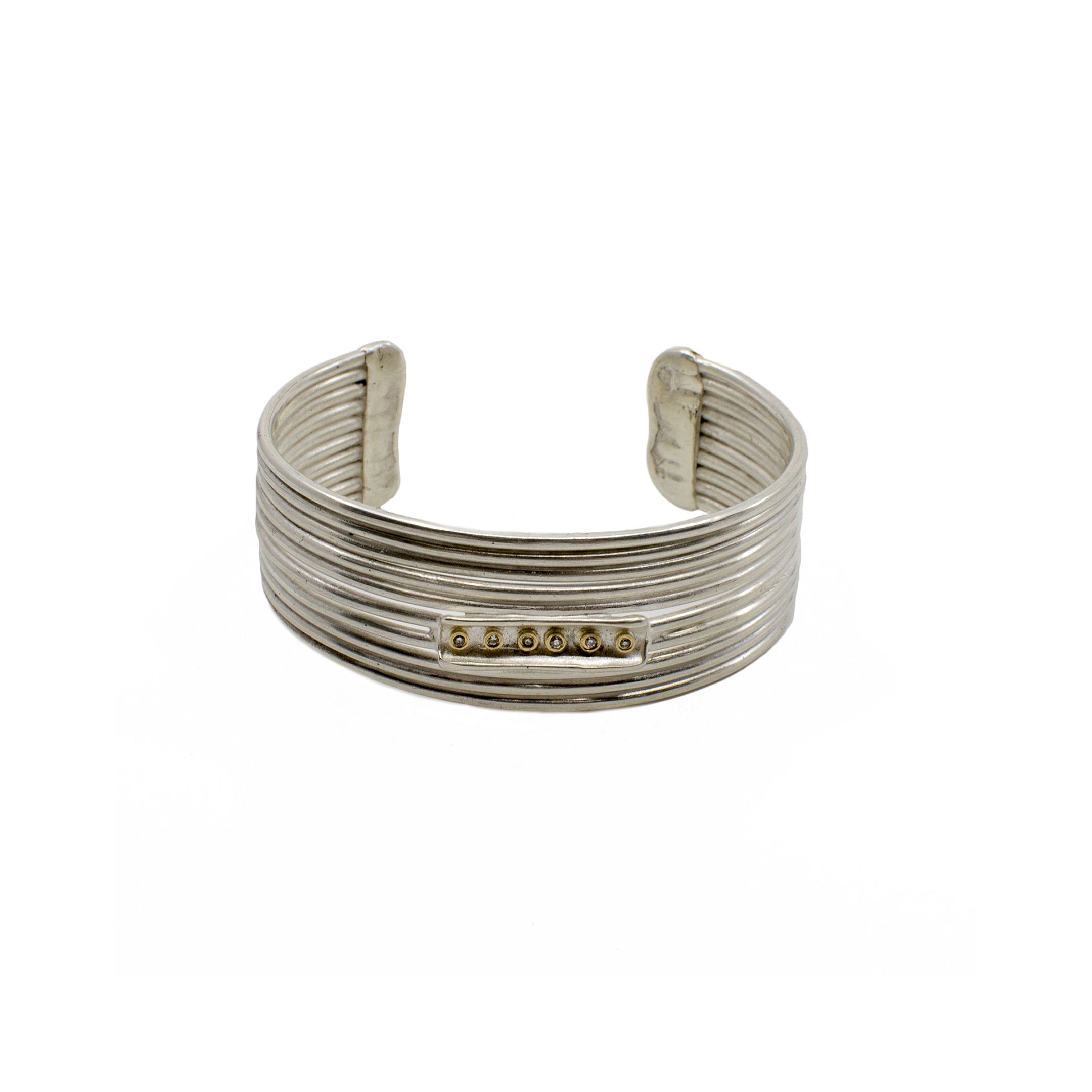 Lines Cuff - Sterling Silver with Reclaimed Diamonds