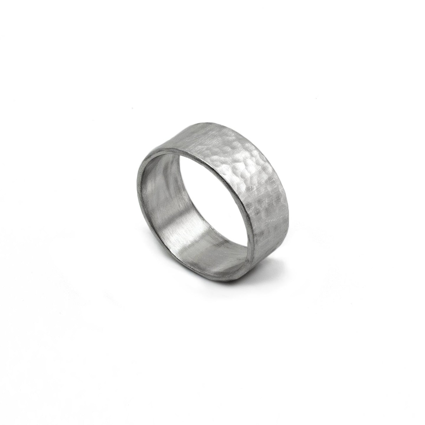 10mm Hammered Band Ring - Sterling Silver