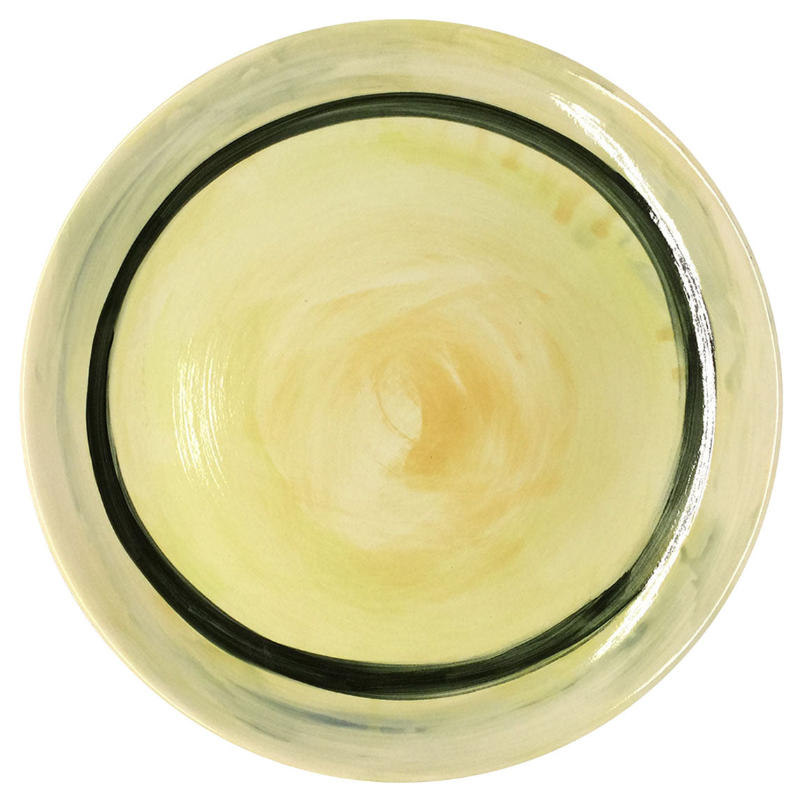 PLATTER #14 - CHARTREUSE, GOLD, BLUE & BLACK - HAND-PAINTED EARTHENWARE