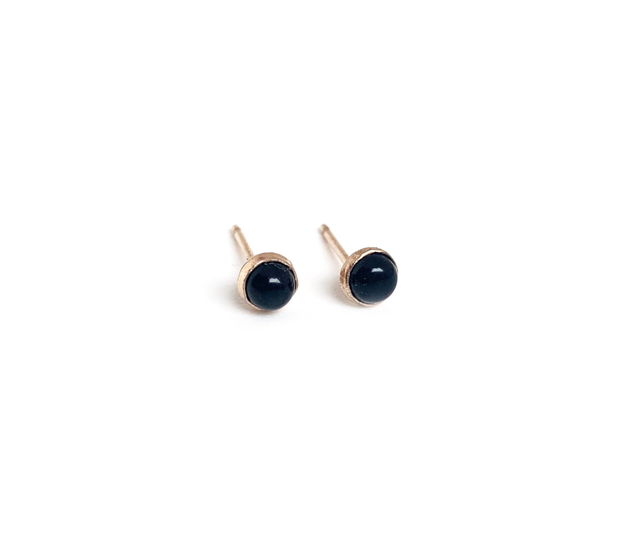 Tiny Gemstone Earrings - 14K Gold Filled + Onyx