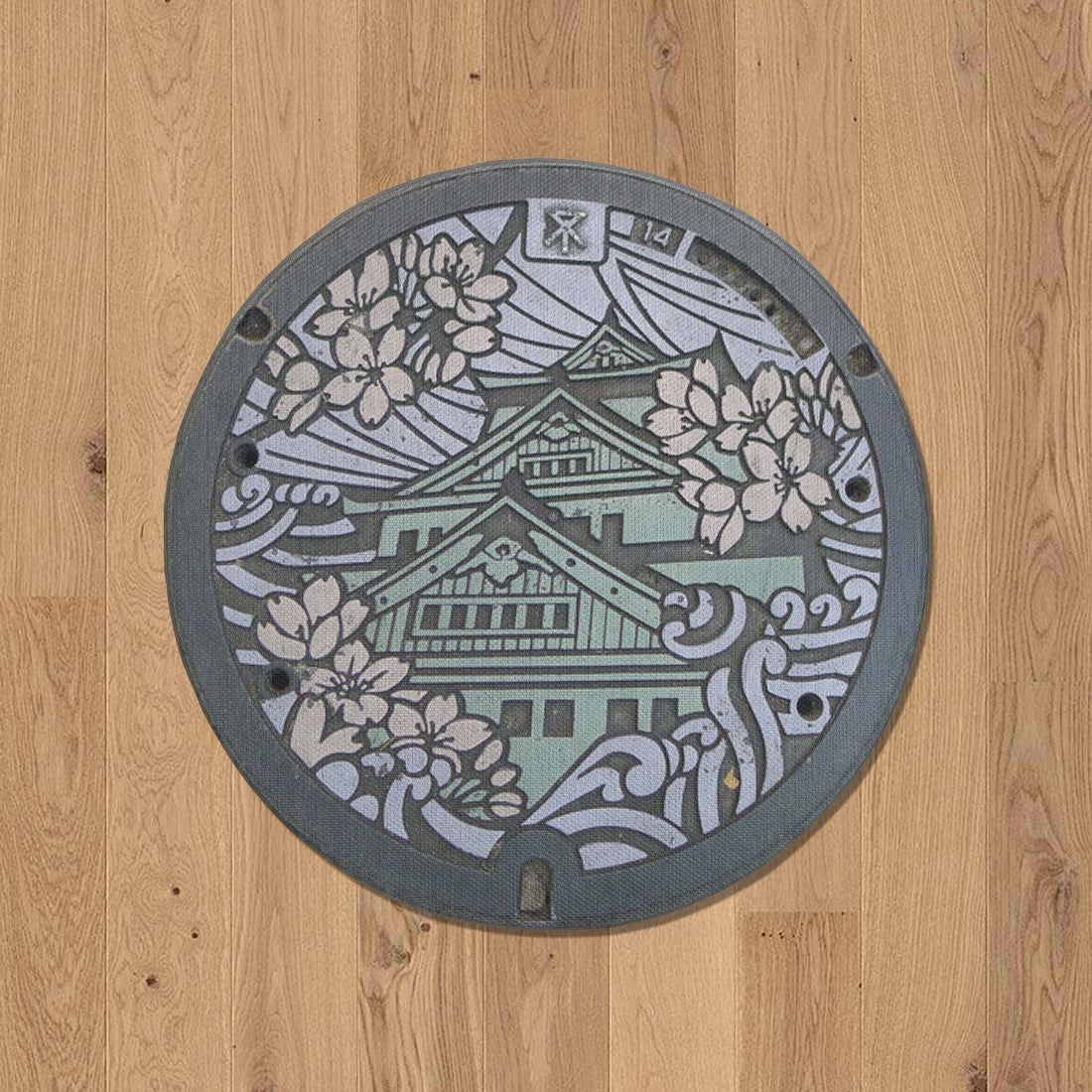 JAPAN SERIES - Sewer Cover Doormat, Trivet, Coaster - Osaka Castle, Japan
