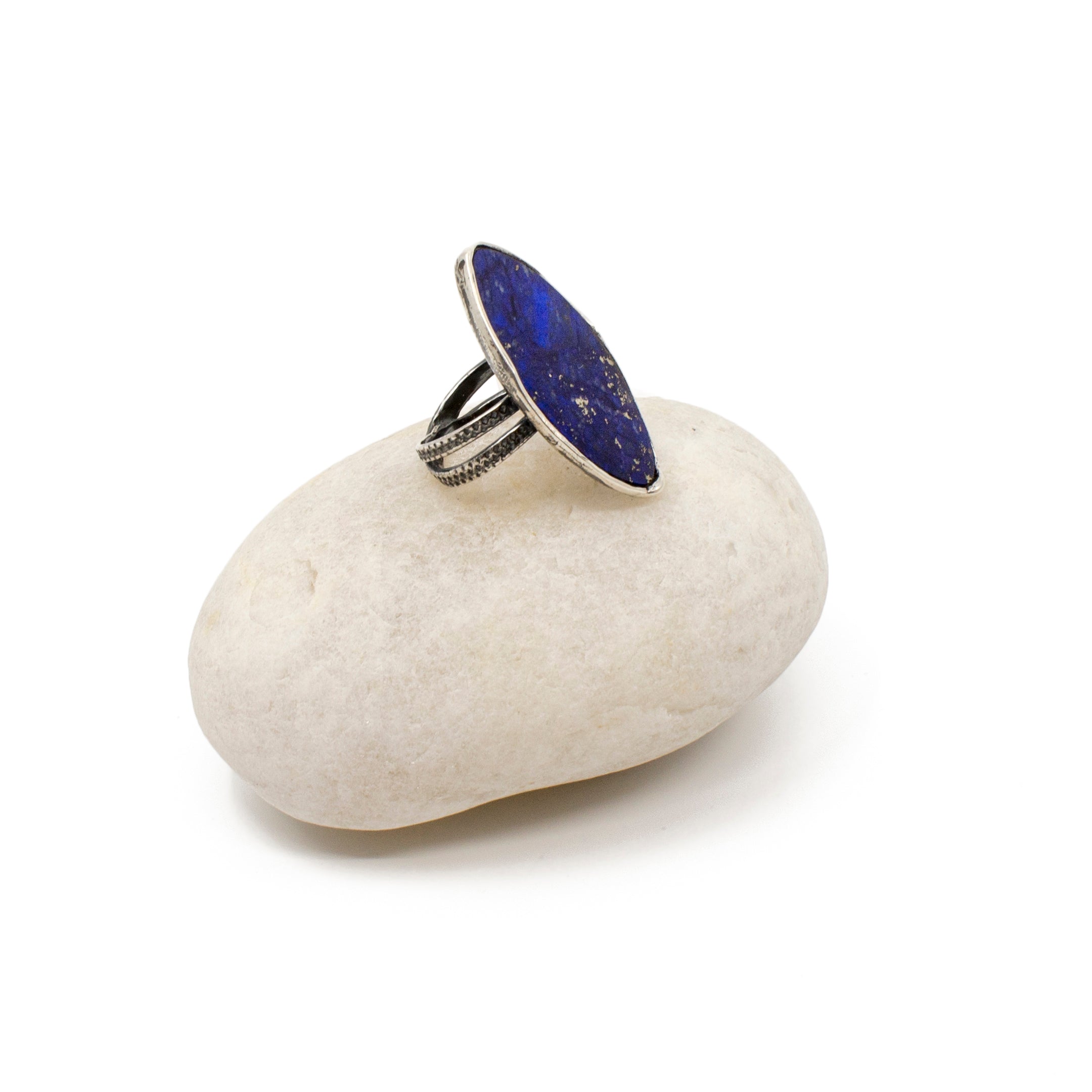 Ring with Lapis Sterling Silver Oxidized