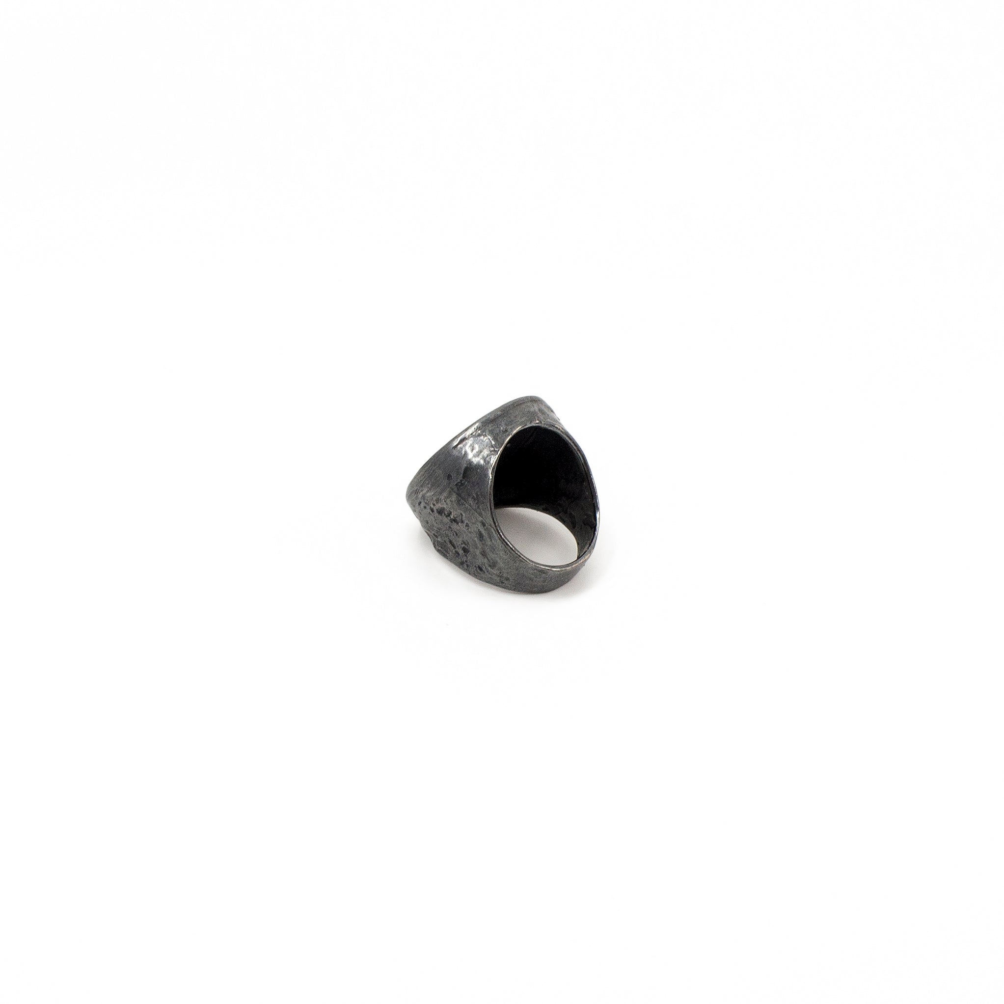 Signet Ring - Oxidized Silver with Diamonds