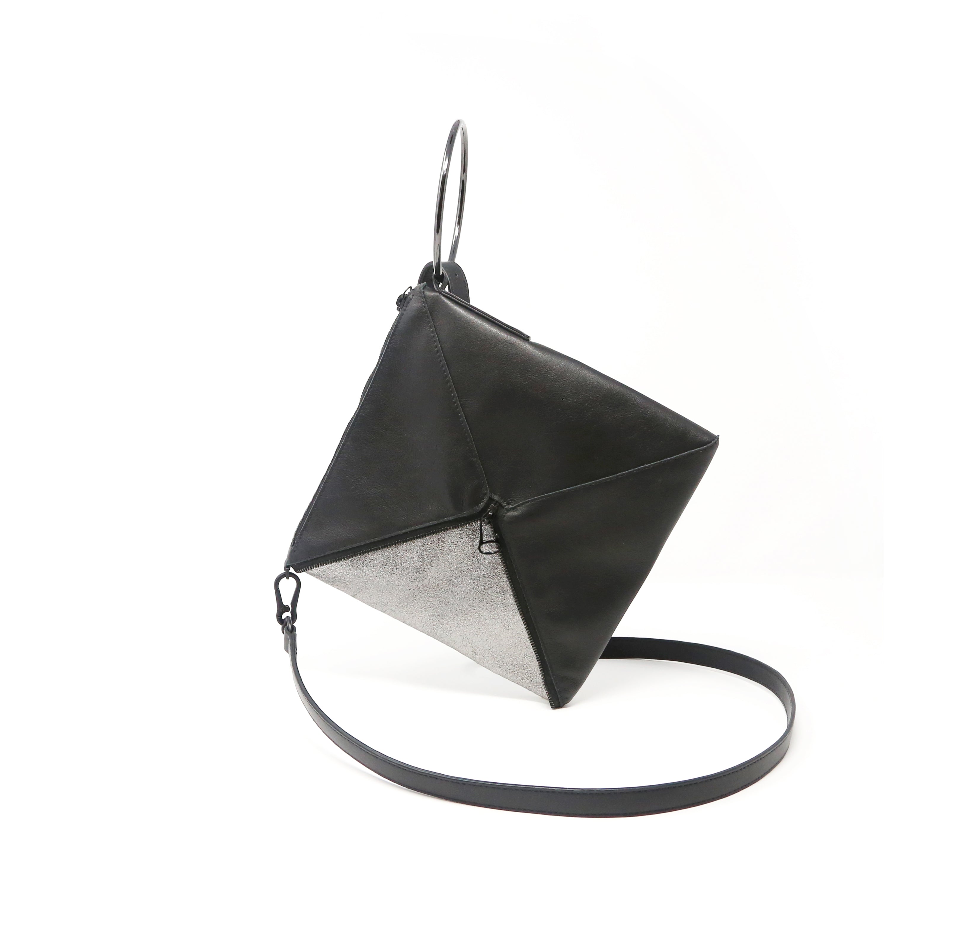 Tetra Convertible Crossbody Bag - Black/Silver