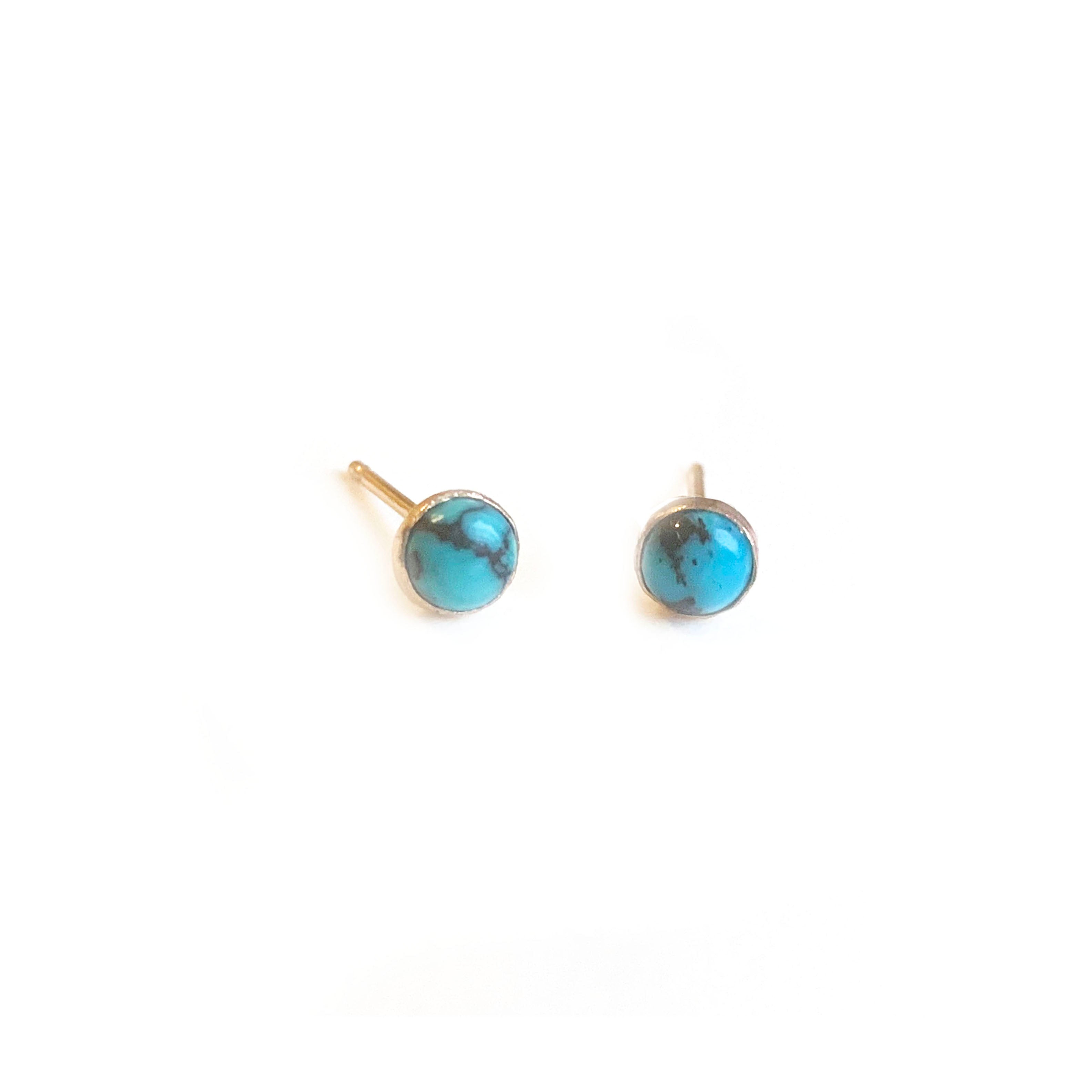 Tiny Gemstone Earrings - 14K Gold Filled + Turquoise